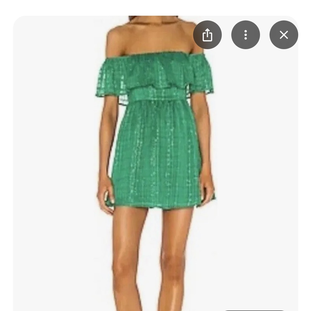 Lovers + Friends Green Off-Shoulder Sundress